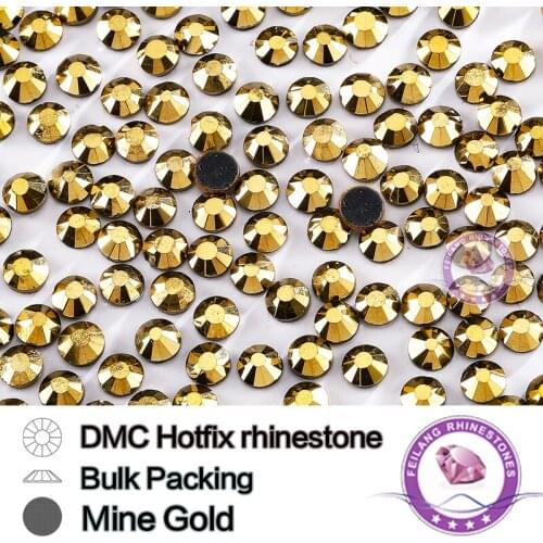 Mine Gold Size SS6 SS10 SS16 SS20 SS30 Bulking Packing HotFix Rhinestone For Garments Bags And Shoes