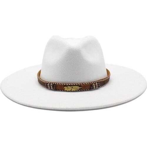 Fedora Hat for Men Women wool Winter Big edge lady Felt Hats Men Fashion white Top Jazz Hat Fedoras Chapeau Sombrero Mujer