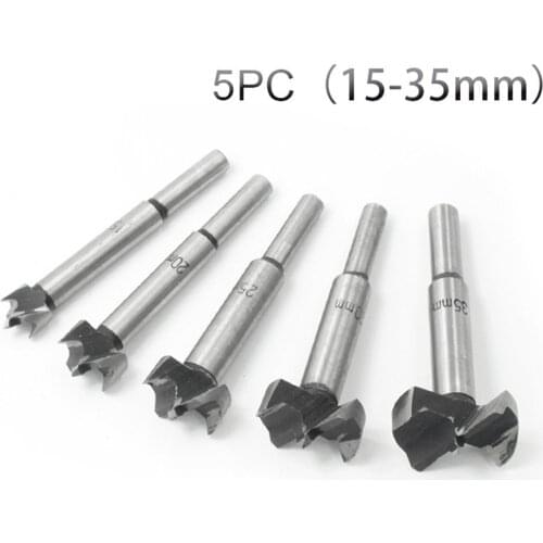5pcs/Set Forstner Carbon Steel Boring Drill Bits 15/20/25/30/35mm Multi-tooth Woodworking Self Centering Hole Saw
