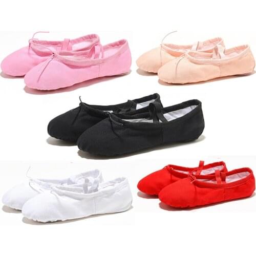 USHINE Indoor Cloth Head Exercising Shoes Pink Yoga Practice Slippers Gym Children Canvas Ballet Dance Shoes Girls Woman Kids