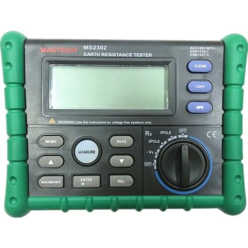 Mastech MS2302 Earth Ground Resistance Tester Digital Megger Insulation Meter LCD Display 100 Groups Data Diagnostic-Tool 200V
