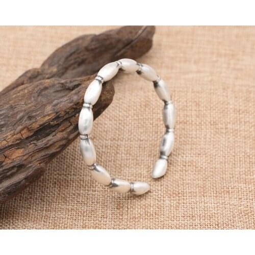 Solid 999 sterling Silver gift men women lotus root cuff bracelet bangle jewelry A5093