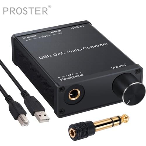 PROZOR USB DAC Audio Converter with Headphone Amplifier Coaxial S/PDIF Converter Digital to Analog USB Audio Sound Card