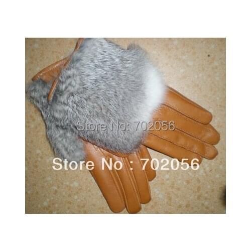 Gorgeous 2015 winter womens Genuine leather fur Gloves golve GLOVES gift 10pairs/lot #3336