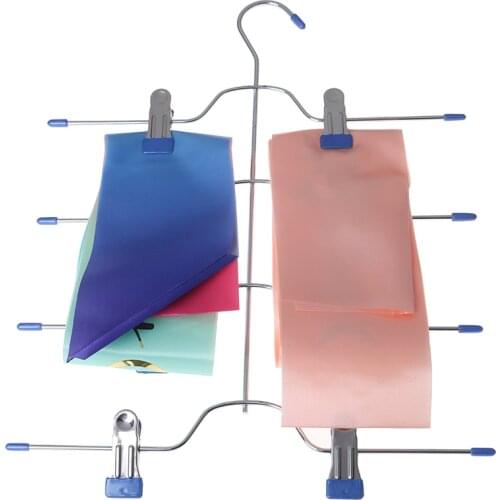 1PC MultiFunctional Four -Layer Stainless Steel Trousers Clip Skirt Pants Hanger Rack With 8 Clips Storage Organizer Save Space