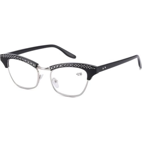 High-end new womens resin female reading glasses frame cat eye-set diamond hot sales readers women men