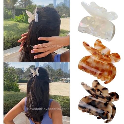 Sweet Butterfly Hair Claw Acetate Hair Clip for Women Girls Fashion Hair Accessories Tie-Dye Hair Claw Clips Crab Hair Clamps