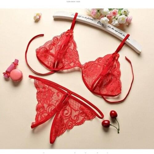 Sexy lace thong women panties 2020 hot erotic open crotch crotchless brief underwear g-string bows female t exotic jockstraps