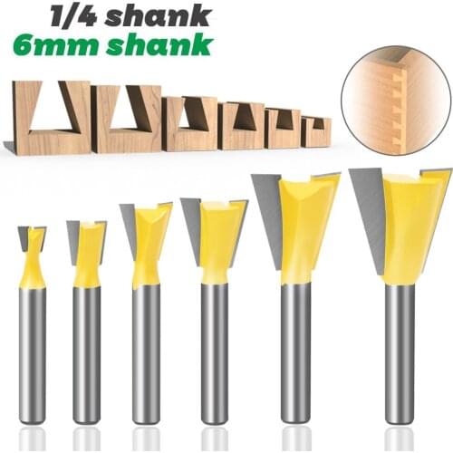 1 pcs 6mm Shank 1/4 dovertail milling cutters Joint Router Bits Set 14 Degree Woodworking Engraving Bit Milling Cutter for Wood
