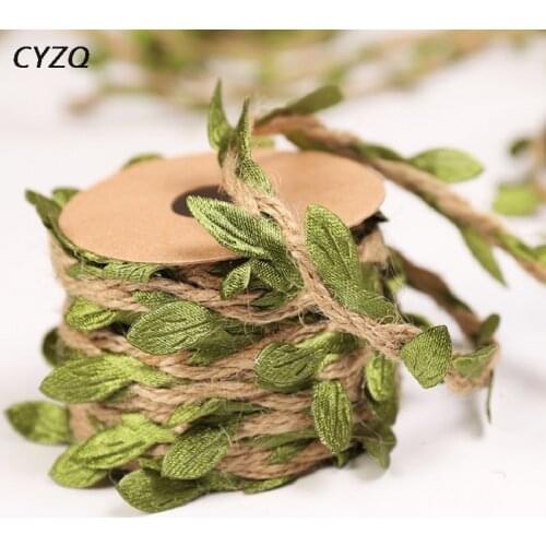 5M DIY Artificial Leaves Twine Wax String With Leaf Silk Leaves Flowers Garlands Hemp Rope Wedding Party Decoration