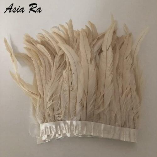 20-25cm white Rooster tails feather trims 10meter diy stage dress performance feather lace diy home sewing materails crafts hats