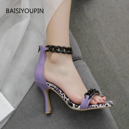 2021 Plus Size New Fashion Women Sandals Leopard Party Shallow Super High(8cm-up) Female Pumps Party Sexy Club Ladies Shoes35-42