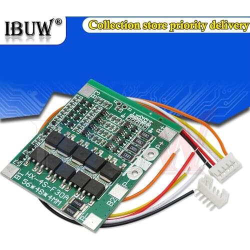 4S 30A 14.8V Li-ion Lithium 18650 Battery BMS Protection Board Module Balance Integrated Circuits with Wire