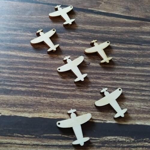 50pcs Wooden Vintage Plane Shapes Wood Craft Ornament Retro Plane Art Projects Craft Decoration Gift Decoupage