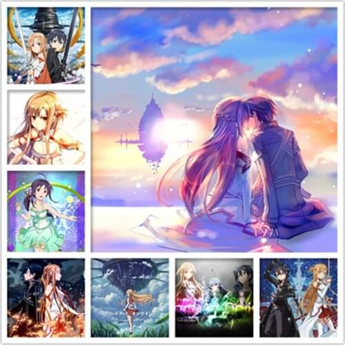5D DIY Full Drill Diamond Painting Cartoon Anime "Sword Art Online" Diamond Embroidery Cross Stitch Mosaic Boys Gift Room Decor