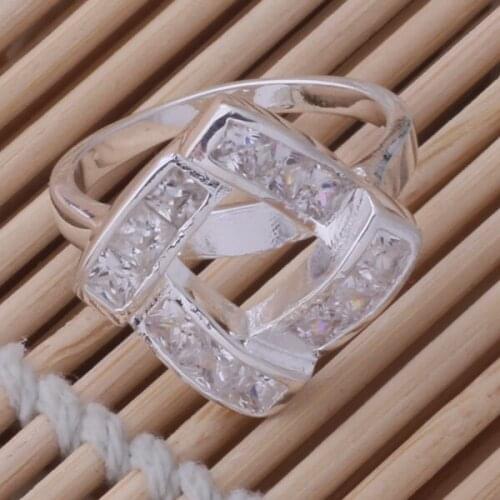AR406 Fashion Jewelry Silver Color Gifts Popular Rings For Women Square/transparent Stones /ariajipa Biaajzha