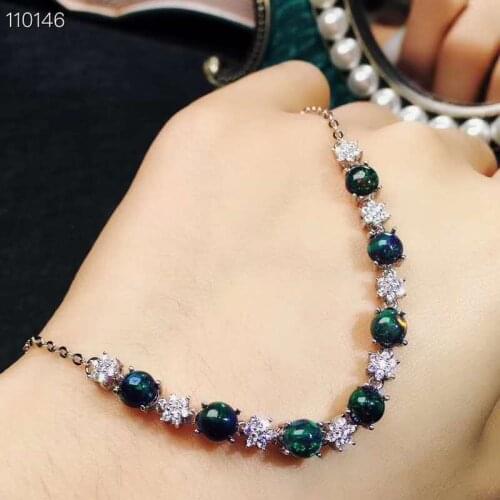 Natural And Real Opal bracelet Solid S925 Sterling Silver For Women Colour Gem Stone Rings Fine Jewelry