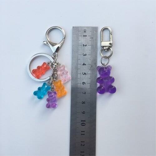 Lucky Number Five Resin Flat Back Cute Bears Key Chains Women Girls Key Ring Bear Charm Keychain Gift Bag Charm Accessories