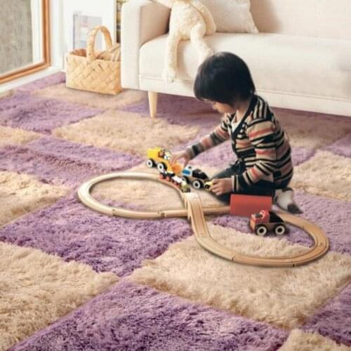 Kids Shaggy Splicing carpet children livingroom sofa tea table bedroom bed play mat crawling tatami rug