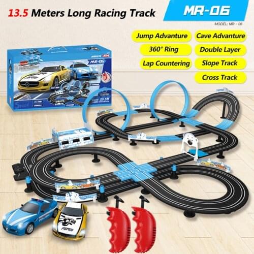 13.5M Long Racing Track Double Layer 1:10 Scale 6CH Two-player Competition 360° Ring Lap Countering Jump Advanture RC Car Toys