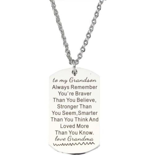 Sell Well Inspirational Lettering to my Grandson Always Remember Stainless Steel Necklace Fashion Jewelry