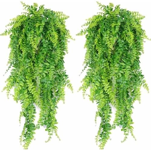 2Pcs Artificial Hanging Vines Ferns Plants Fake Ivy Leaves Garland Vine Wall Indoor Outdoor Garden Home Decoration
