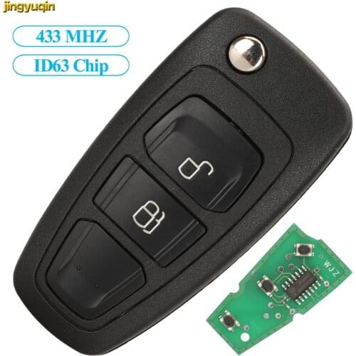 Jingyuqin Flip Remote Car Key Fob Control 433MHZ ID63 Chip FSK For Ford Focus 2012+ Ranger 2011-2015 5WK50165 2 Buttons