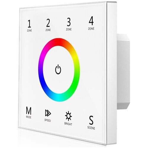 Led RGB Strip Controller 100V-240V Input 4 Zone 2.4GHz RF Wireless DMX512 Master T13 Wall Mount Touch Single String Controller