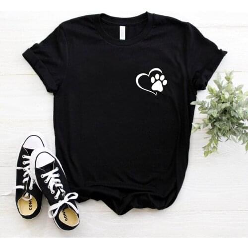 Paw heart pocket dog cat Women tshirt Cotton Casual Funny t shirt For Lady Girl Top Tee Hipster Drop Ship NA-353