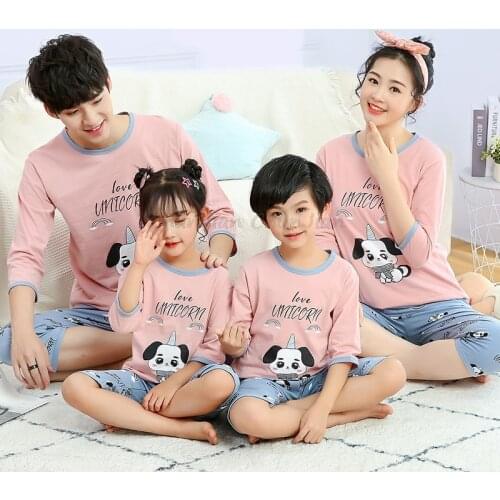 Summer Short Sleeve Panda Pajamas for 2 4 6 8 10 12 14 16 18 20Years Teenage Pajama Set Cotton Girls Set Summer Teen Clothes