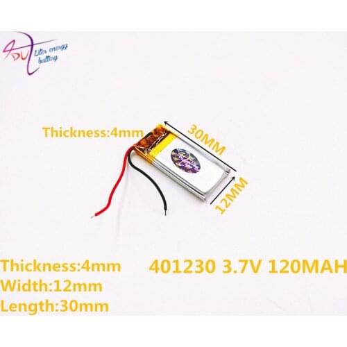 3.7V 120MAH 401230 Lithium Polymer Li-Po li ion Rechargeable Battery cells For Mp3 MP4 MP5 GPS mobile bluetooth