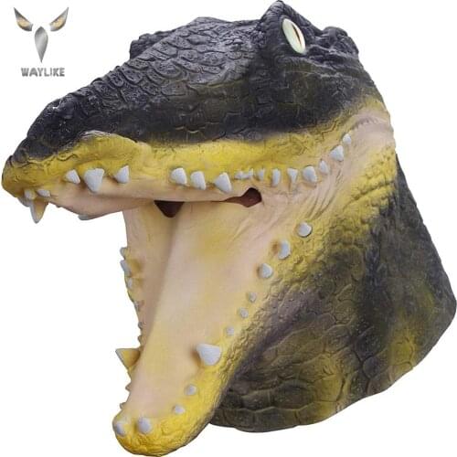 WAYLIKE Crocodile Mask Halloween Animal Costume Party Cosplay Full Head Latex Adult