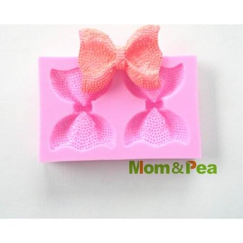 Mom&Pea 0510 Free Shipping Bowknot Shaped Silicone Soap Mold Cake Decoration Fondant Cake 3D Mold Food Grade Silicone Mould