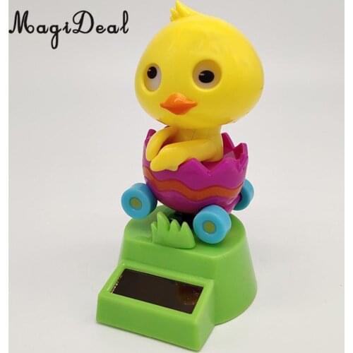 Cartoon Solar Powered Yellow Duck Figurine - Dancing Swing Animal Model Kids Educational Toy Home Desk Decor