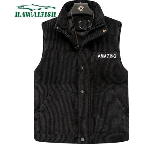 Hawaifish brand mens vest Autumn and winter slim-fit cotton waistcoat Korean version thickened warmth windproof down jacket men