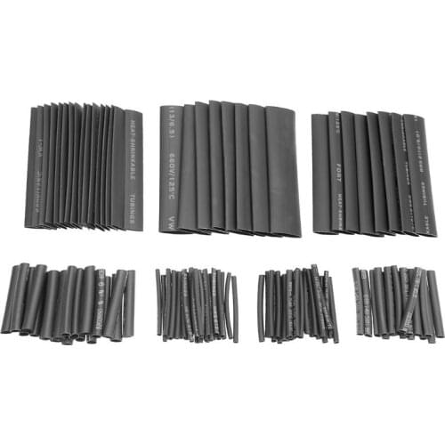 127pcs/set Black Heat Shrink Tube Set 40/80mm Polyolefin Insulation Heat Shrinking Tube Assorted 2:1 Wrap Cable Sleeve