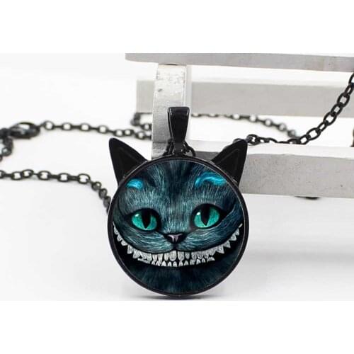 New charm cat ear pendant jewelry smile cat glass picture pendant necklace children gift jewelry