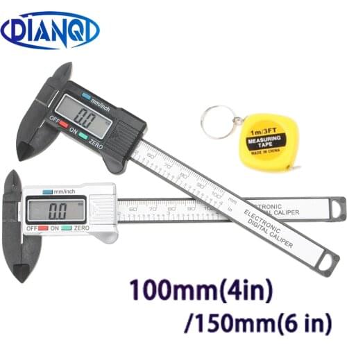 100/150mm 4/6 inch LCD Digital Electronic Carbon Fiber Vernier Caliper Gauge Micrometer Measuring Tool 1m tape measure
