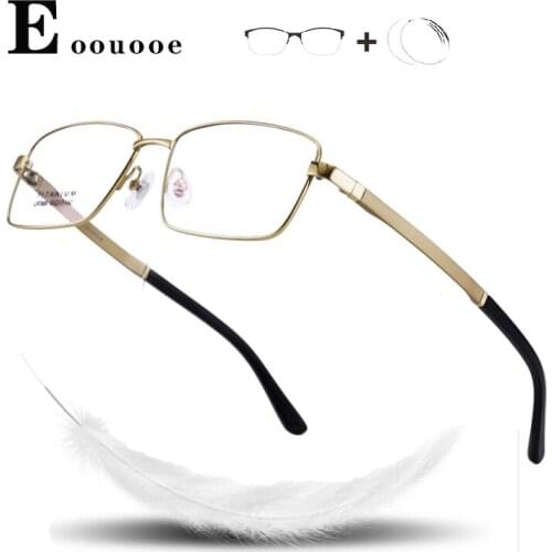 Gentlemen Titanium Glasses Prescription Lenses Anti Blue Ray Glass Top Quality Eyeglass Dark Lens