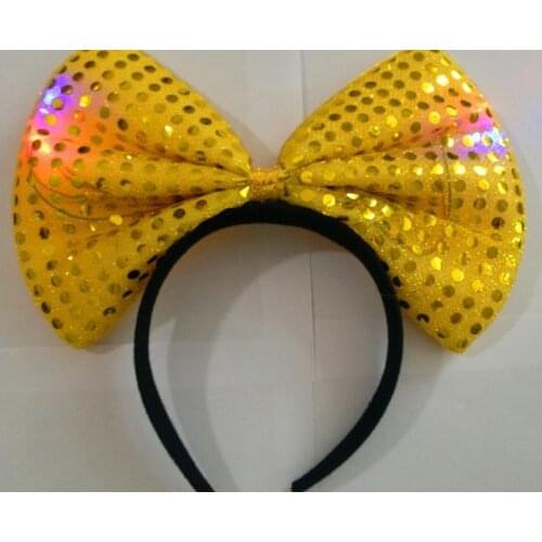 Sequins LED Bow headband Light Up party hat luminous Flashing Blinking Party Favors Christmas Halloween stage fancy dress props