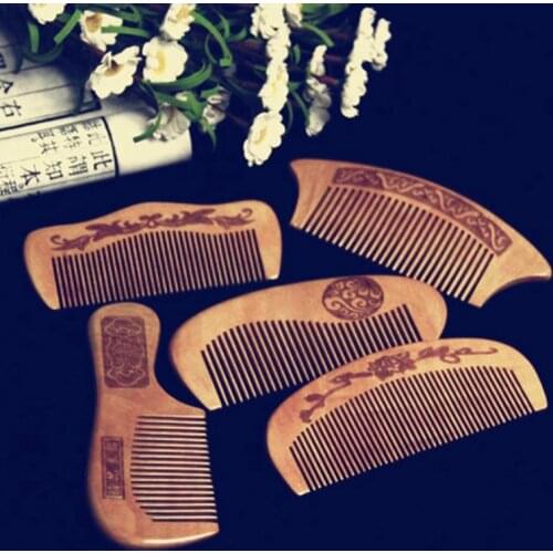 1Pcs Natural Peach Wood Comb Close Teeth Anti-static Detangling Beard Comb Head Massage Hairbrush Hair Care Tools