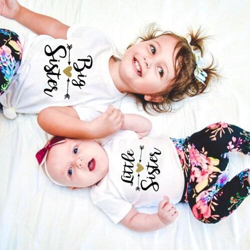 Family Look Big Sister Shirt Girls Toddler Tshirt Little Brother Shirt Little Sister Outfit Children Tshirt Baby Romper