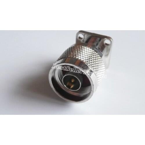 1Pcs N Male Plug 4-hole 17.5X17.5mm Flange Solder Panel Mount Cup Deck RF Connector Brass