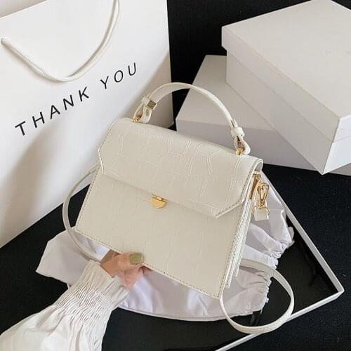 Stone Patent White Crossbody Bags for Women 2021 Small Handbag Small Bag PU Leather Hand Bag Ladies Designer