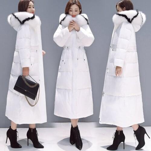 Good quality goods 2020 winter new down padded jacket women long section over the knee thick coat fashionable big fur collar