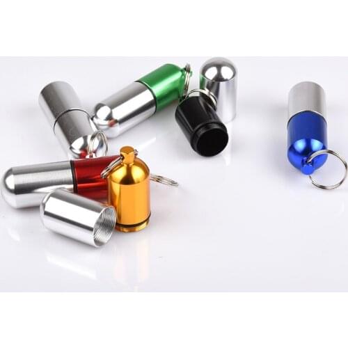 1 pcs Waterproof Aluminum Pill Box Keychain Outdoor Pill Case High Quality Waterproof Portable Keychain Tablet Pill Storage box