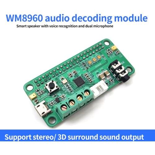 WM8960 Hi-Fi Sound Card HAT for Raspberry Pi Stereo CODEC Play/Record I2S Port Dual Micphone Voice Recognition Board