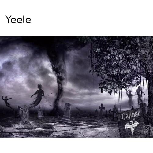 Yeele Halloween Backdrop Photocall Cemetery Tombstone Mysterious Scary Scene Night Photographic Photography Background