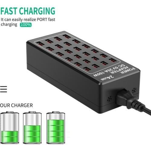 100W 24 Ports USB QC 3.0 Charger For Phone Fast Charger Power Adapter battery charging Station For iPhone xiaomi huawei