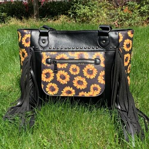 Womans PU Leather Tassal Handbag New Design Totes Casual Shopping Sunflower Cow Print Purse Fashion Leopard Concealed Carry Bag